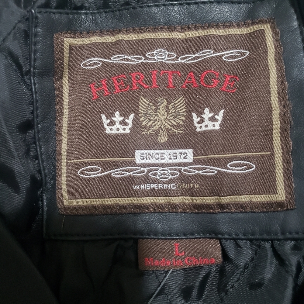 NEW HERITAGE Men's Black FAUX Leather Jacket....SIZE:L - Picture 11 of 12